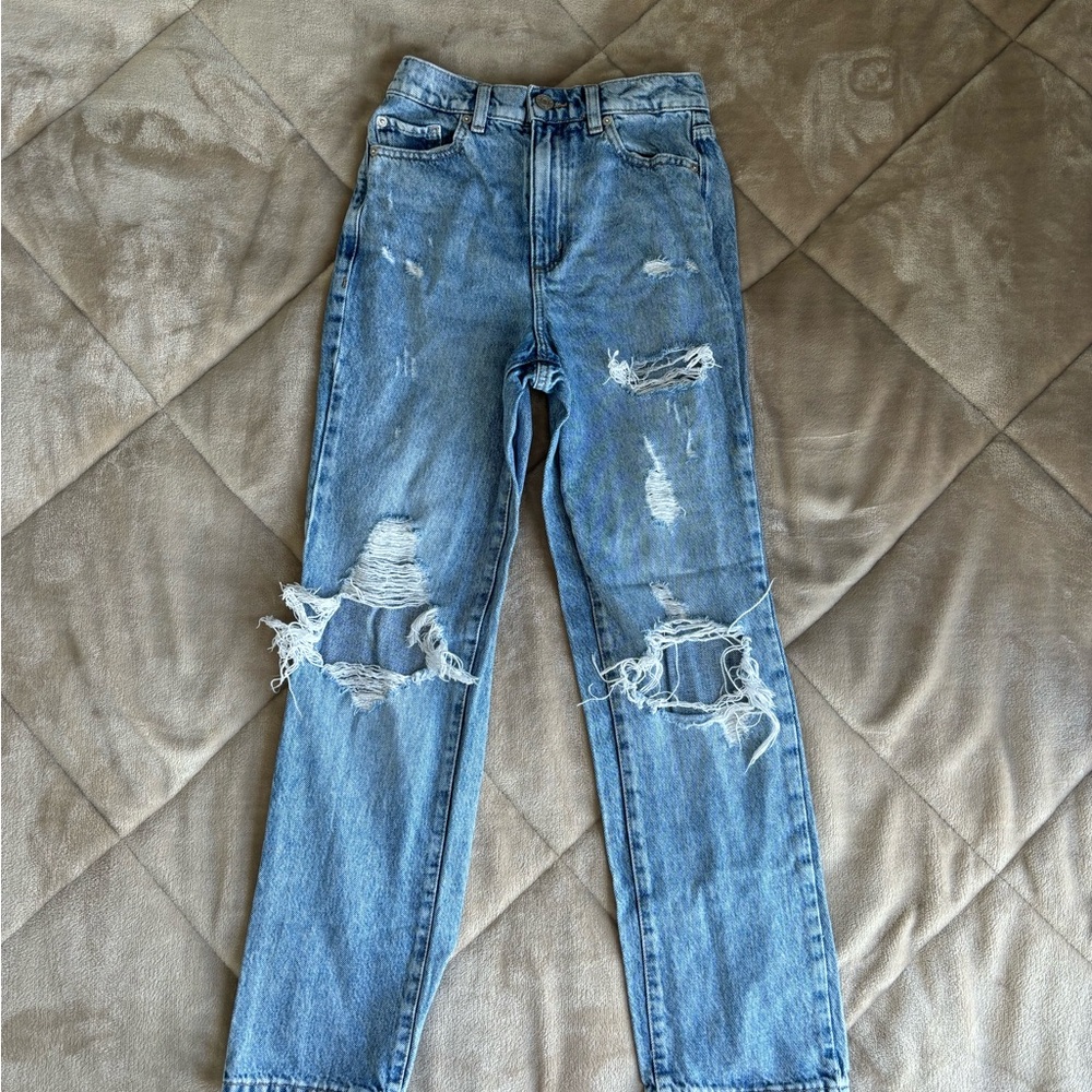 Vintage Straight Distressed Jeans - Picture 1 of 5
